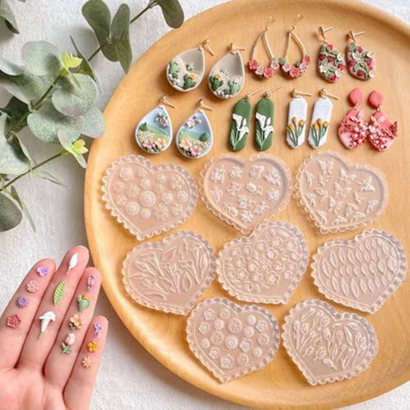 ABNO-Spring Polymer Clay Molds,Polymer Clay Silicone Molds,Flower Polymer Clay Molds,Earring Molds For Polymer Clay