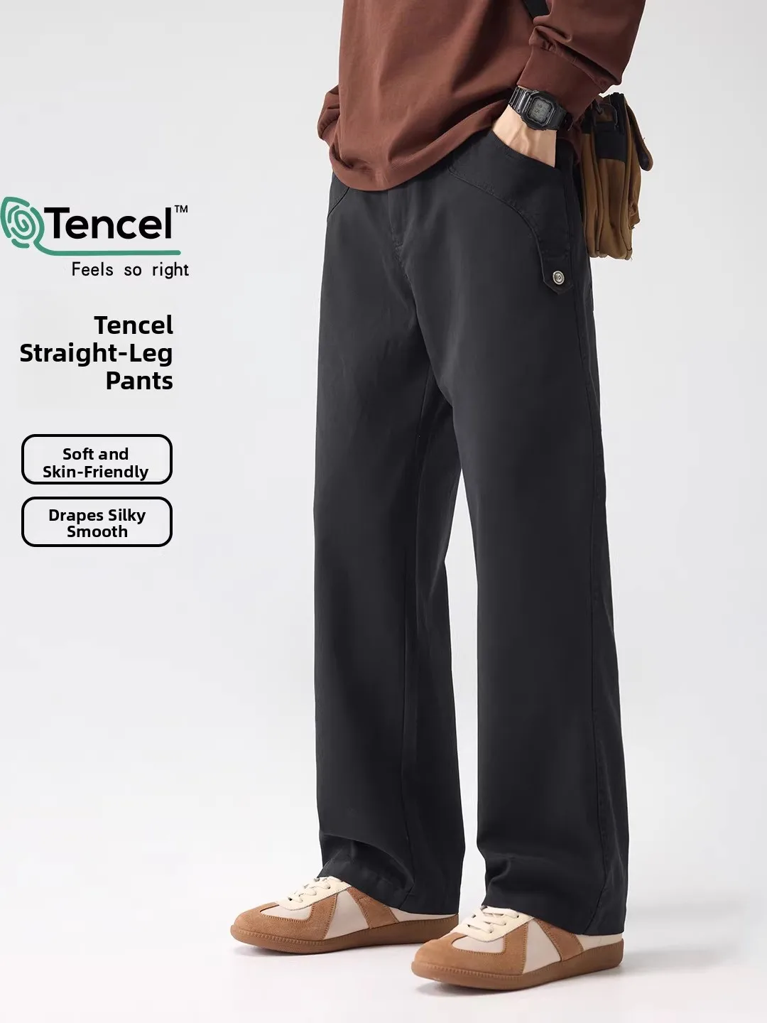 

Kazuki Kuraii Men's Casual Straight Leg Pants Loose Fit Workwear Spring Autumn New Sle American Sle Ry Fiber