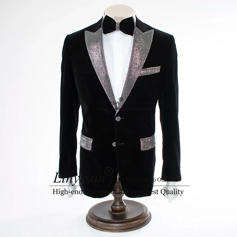 Elegant Shiny Corduroy Tuxedos Men Suits 2 Pieces Sets Wedding Groom Dinner Party Male Prom Blazers Coustome Homme