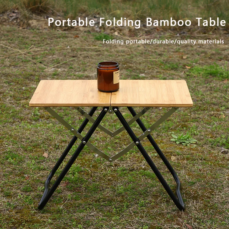 Outdoor Expandable Table Camping Bamboo Folding Table Portable Fast Storage Folding Desk Outdoor Dining Table Picnic BBQ Table