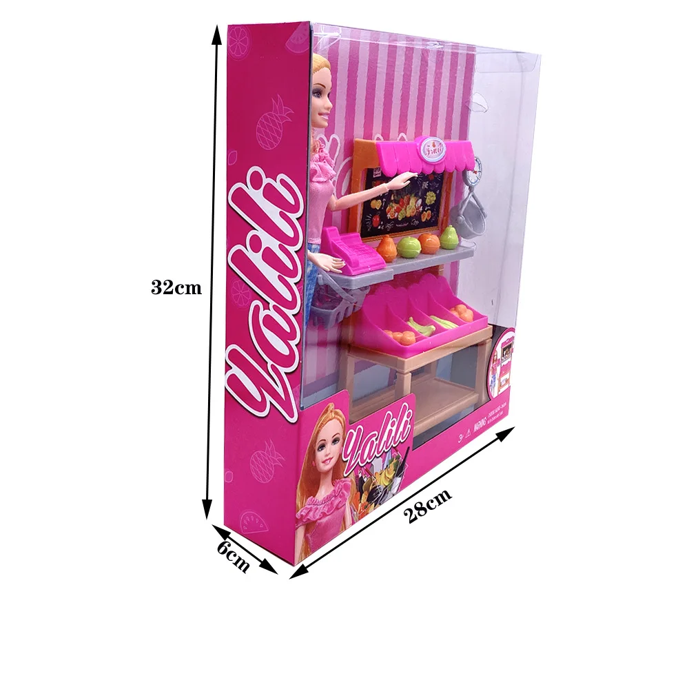 Fashion Lifestyle 11.5 pollici Princess Doll Mall Shopping Playset con accessori per cestini di cibo per frutta per giocattoli Barbie per ragazze