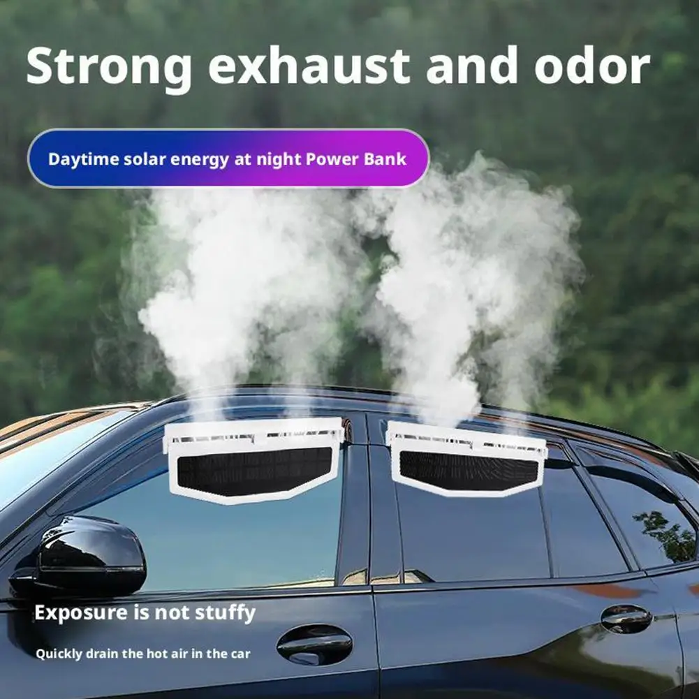 

Upgrade Solar Car Fan USB Rechargeable Exhaust Fan Radiator Power Window Front/Rear High Fan Wind Exhaust Cooler R7R7