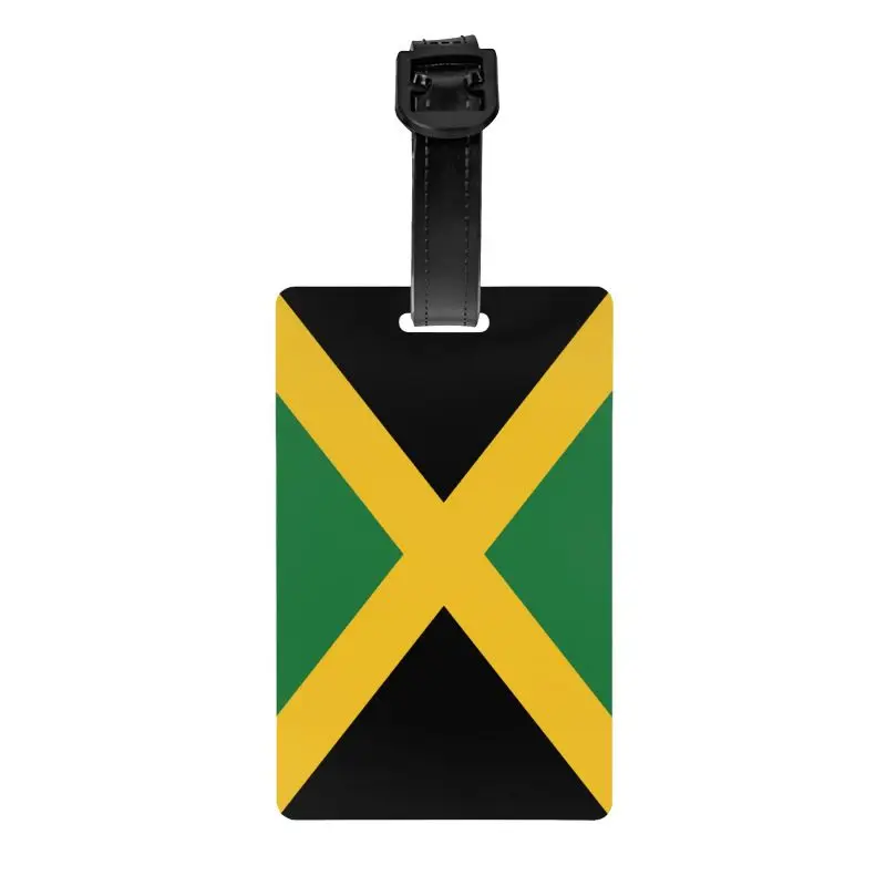 Jamaica Flag Print Luggage Tag with Name Card Privacy Cover ID Label for Travel Bag Suitcase Baggage Boarding Tag