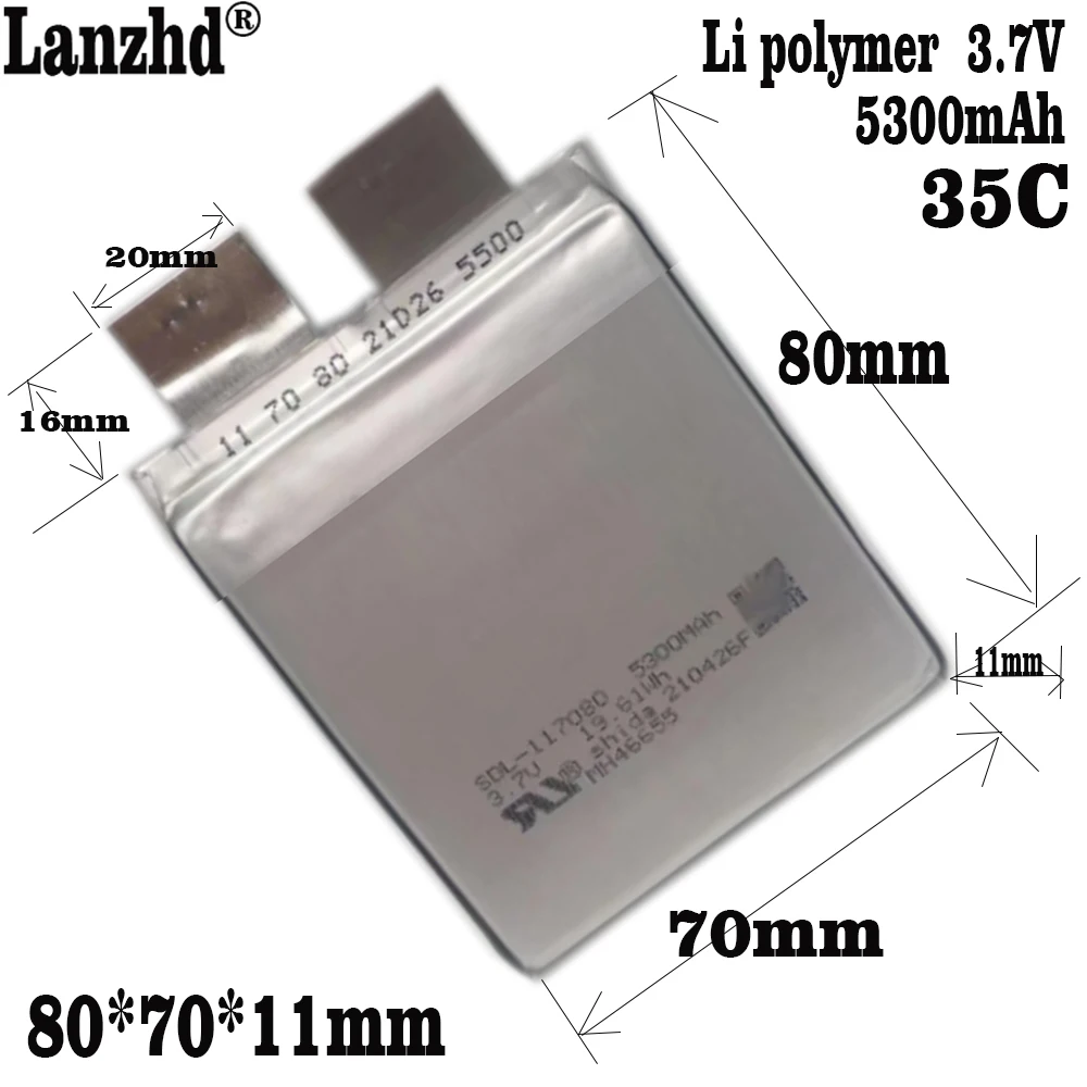 1-10 sztuk 117080 akumulator 35C Li 5300mAh 107080 857080 747080 akumulator 3.7V rozruch zapalnik samochodowy