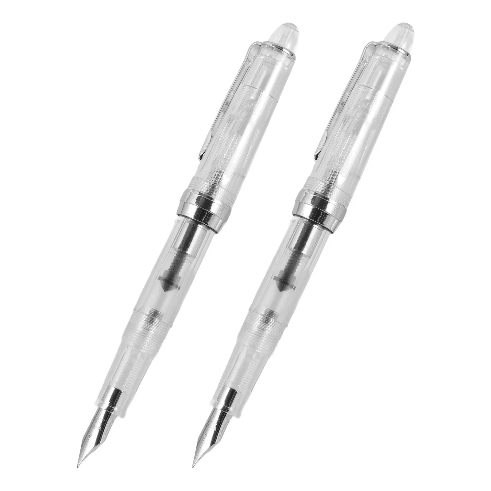 

2Pcs Plastic Piston Fountain Pen Long-Lasting Smooth Flow Reusable Calligraphy Pen for Home Office School Multipurpose Use