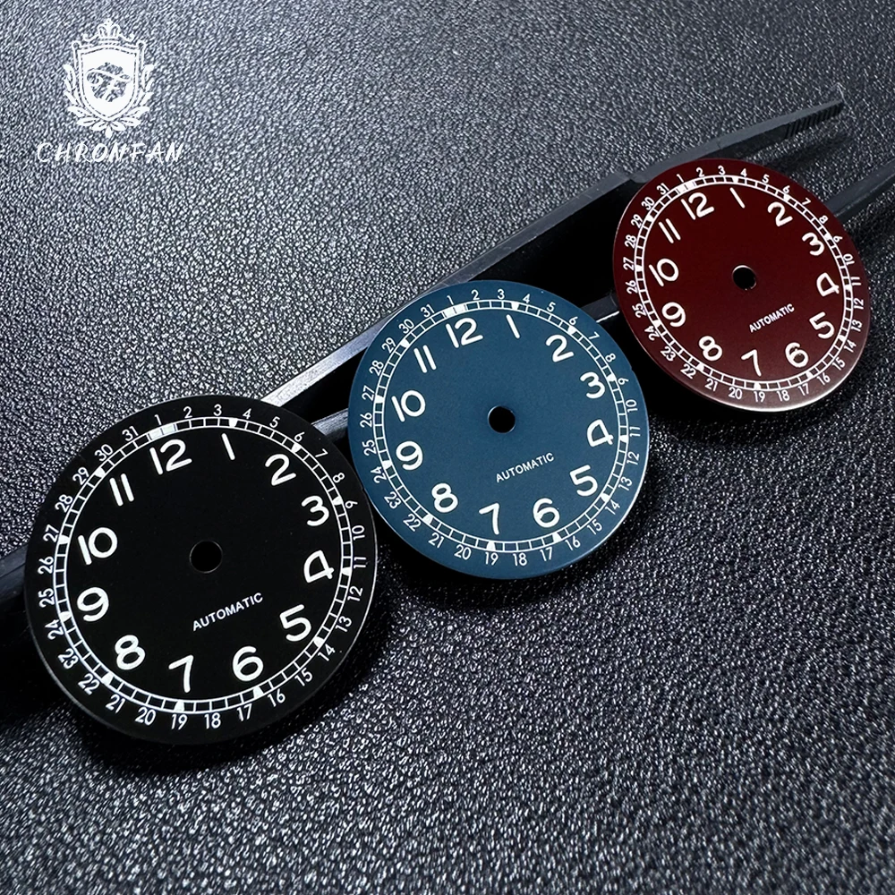 Nologo Pilot 28.5mm Military Field Dial White Arabic numerals Markings C3 spure lume SKX NH35A NH34A PT ETA MIYOTA Watch parth