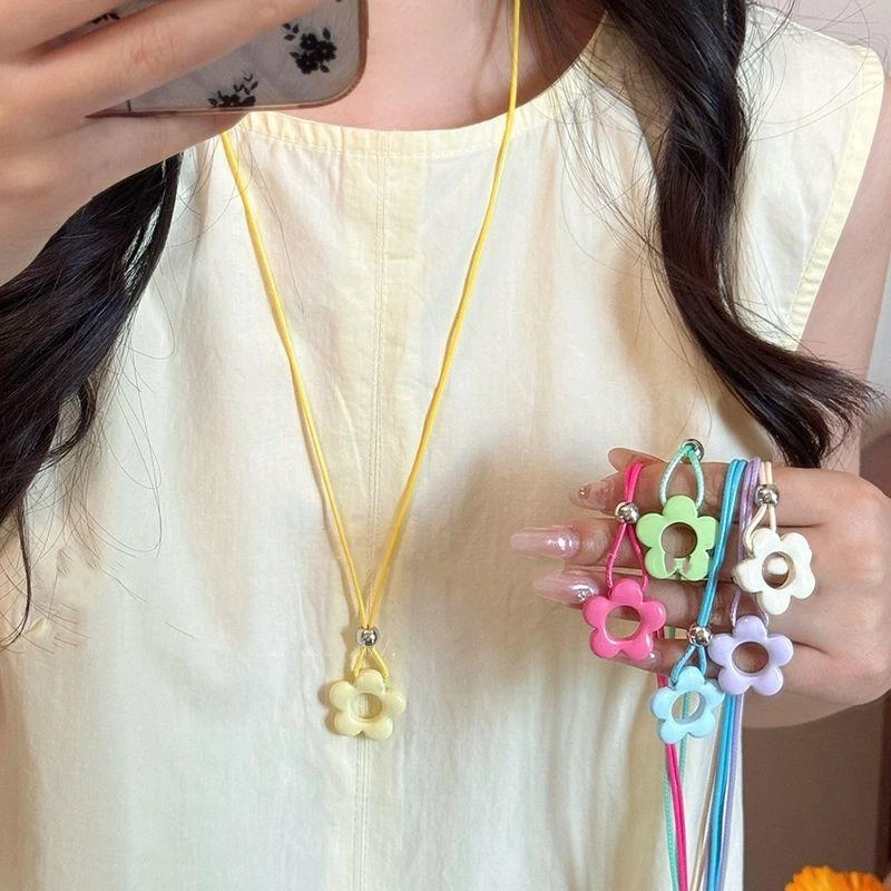 1pc flor charme resina colar oco flor pingente colar com nó ajustável material de resina perfeito para casamento dropship