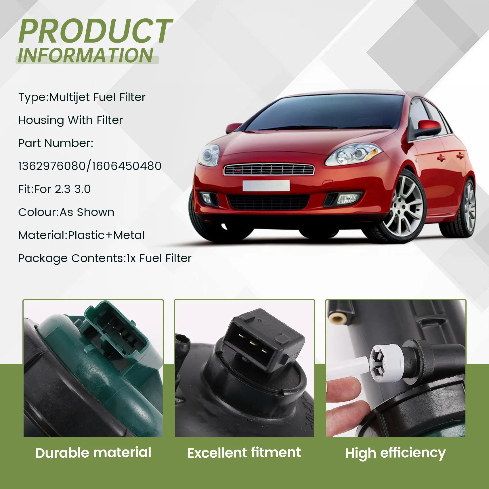 

1606450480 For Fiat Citroen Ducato 2.3 3.0 Multijet Fuel Filter Housing With Filter 1901-1989 1362976080