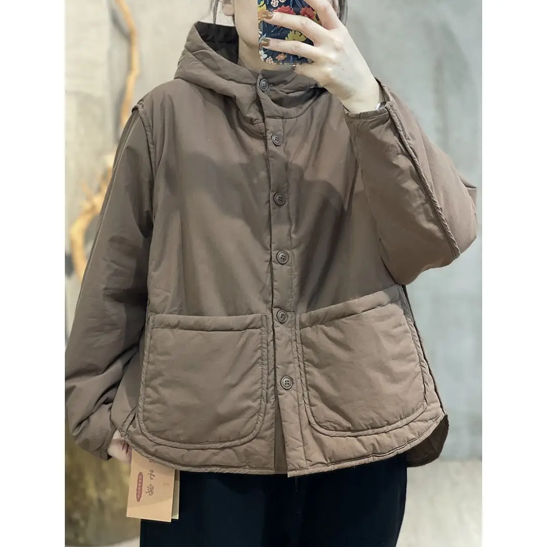 Nuova giacca in cotone con cappuccio da donna in inverno ampia tasca larga con Clip in cotone su abbigliamento da lavoro giacca in cotone Versatile calda e Casual