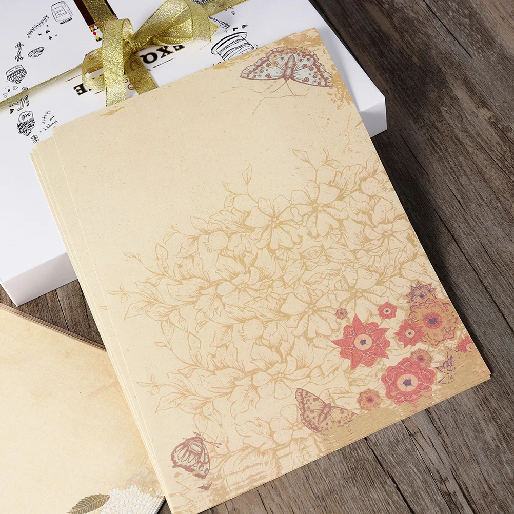 

60pcs Vintage Letter Paper A4 Size Mixed Designs Writing Stationery For Notes Correspondence Country Style Note Paper Printing
