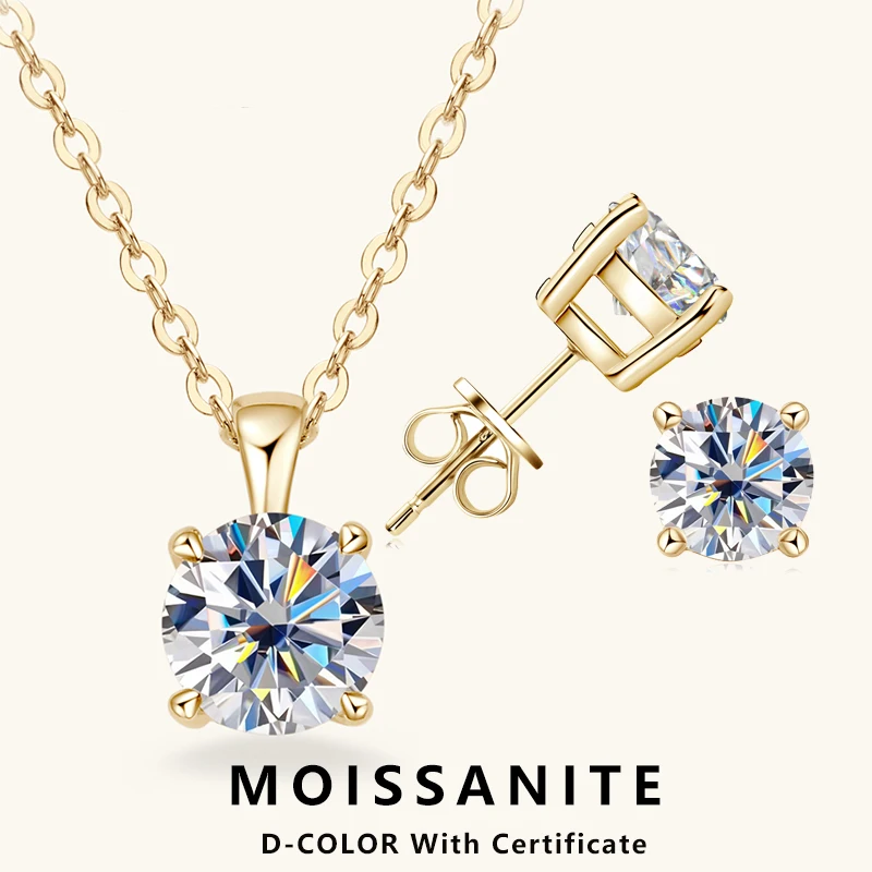 

Lnngy серьги из стерлингового серебра 925 пробы 6,5 мм 1 карат серьги с муассанитом кулон ожерелье для пар комплект ювелирных изделий на день Святого Валентина подарок