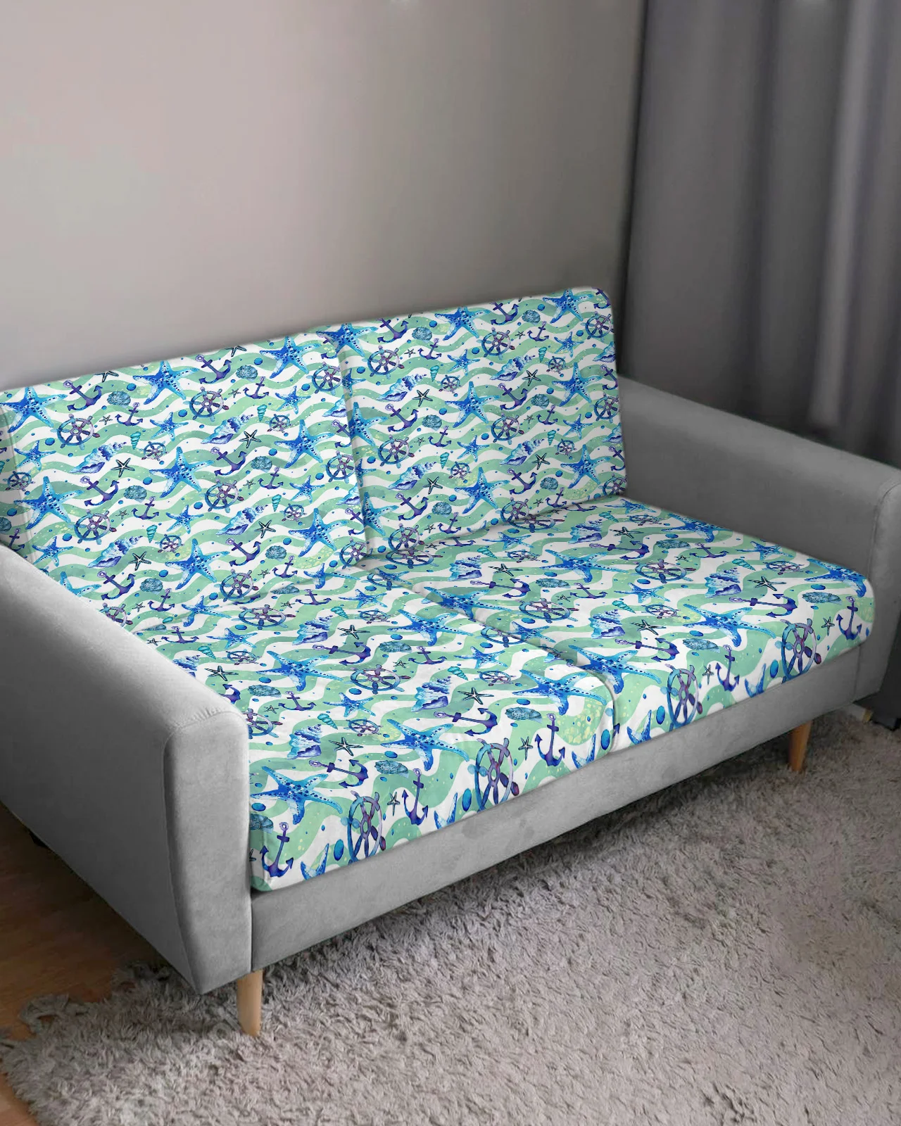 Ocean Starfish Anchor Marine Life Sofa Seat Cushion Cover Funiture Protector Couch Covers for Sofas Removable Slipcover