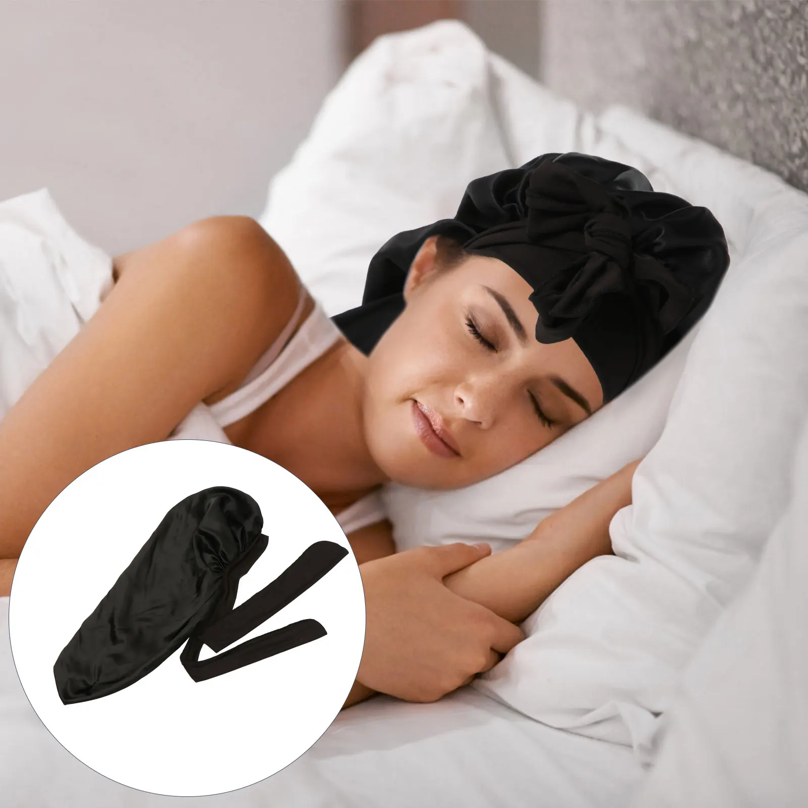 

Satin Hair Bonnets Wide Brimmed Cap Long Elastic High Elasticity Shower Protection Classic Style Comfortable Wear