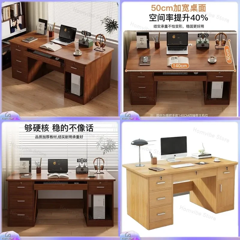 Modern Computer Desk with Bookshelf Home Office Writing Table Small Space Workstation for Apartment Rental Study Furniture
