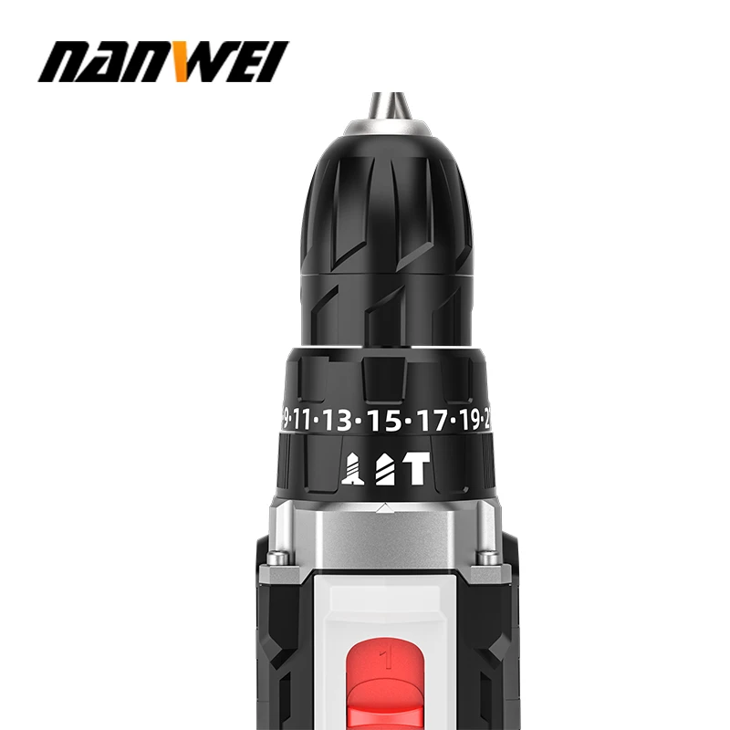 NANWEI handheld electric drill home rechargeable tools lithium-ion multifunctional impact pistol drill electric screwdriver