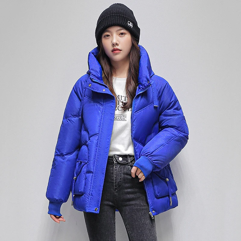 Veste matelassurera en duvet pour femme, pardessus femme, parka à capuche, manteau court épais, chaud, coréen, hiver, nouveau, 2025