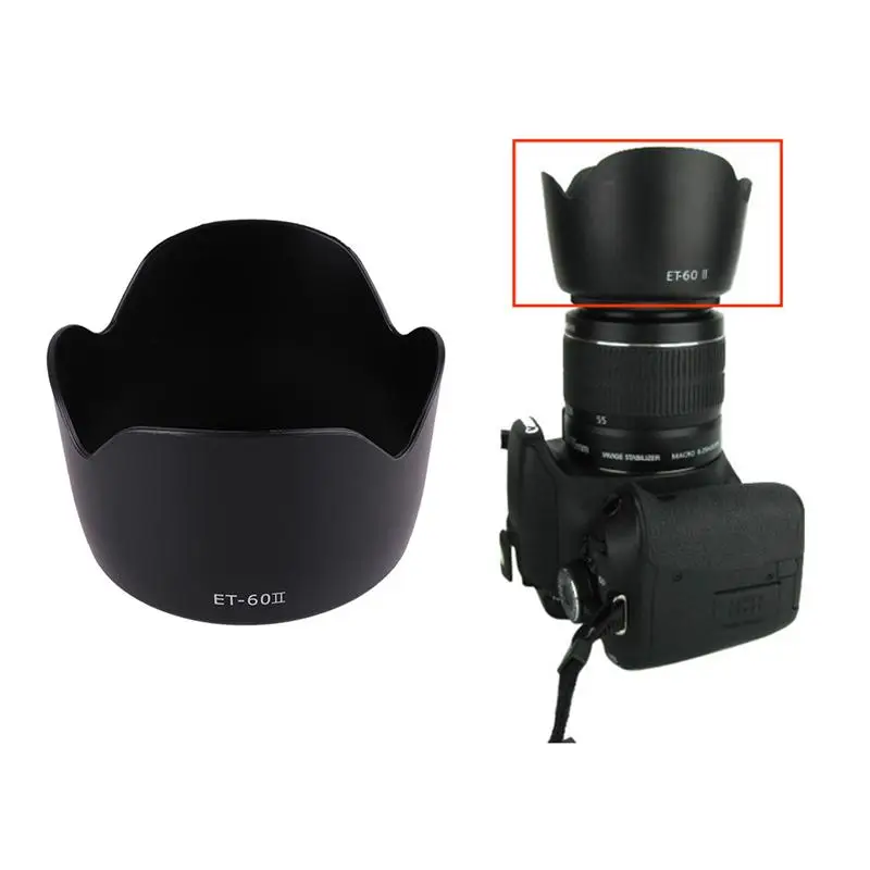 Бленда объектива камеры ET-60 II 58 мм подходит для камеры Canon 1200D 55-250 мм 75-300 мм f/4-5.6 IS, аксессуары для камеры