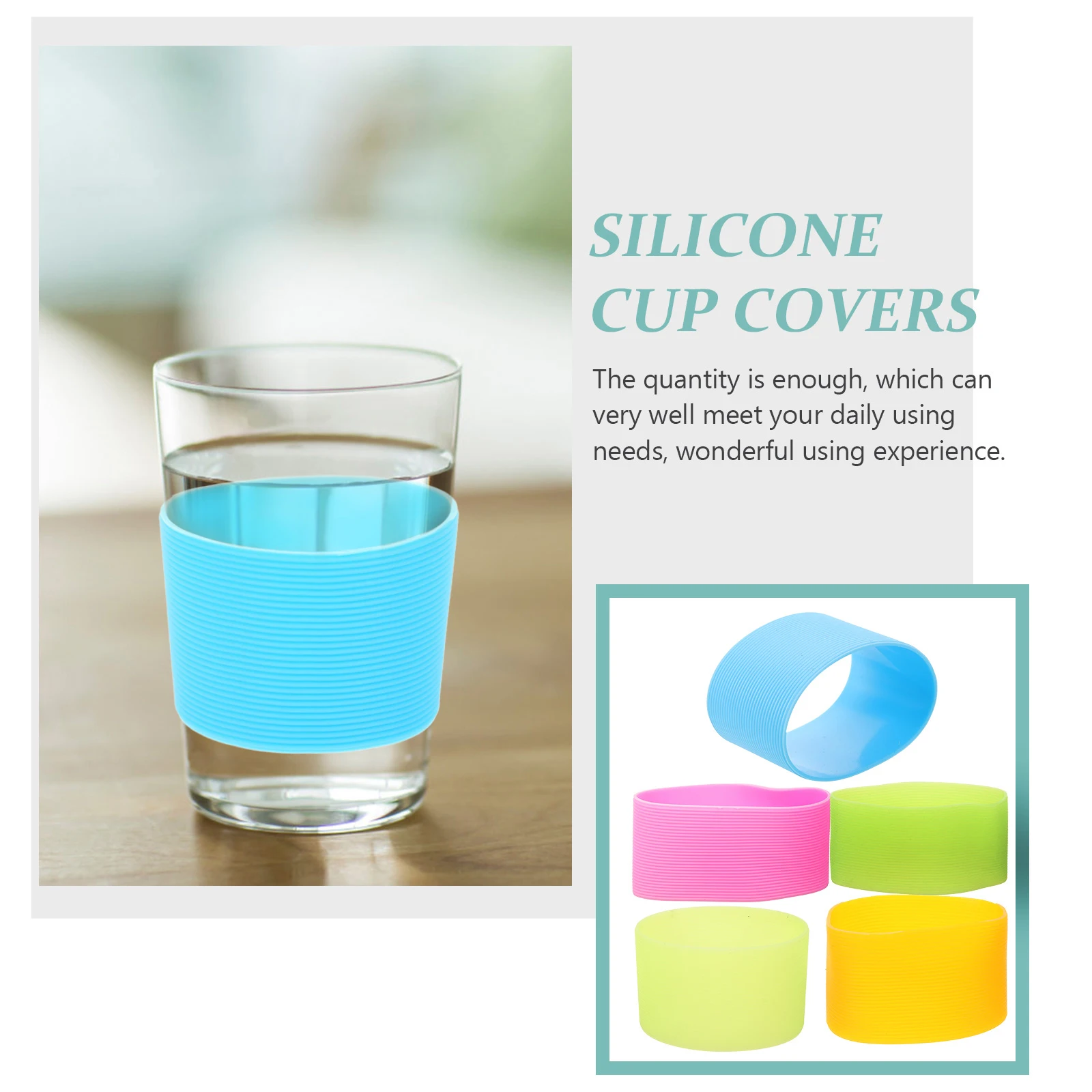 

5Pcs Silicone Bottle Covers High Grade Heat Insulated Glass Cup Sleeves Multipurpose Silicone Bands for Sublimation Tumbler