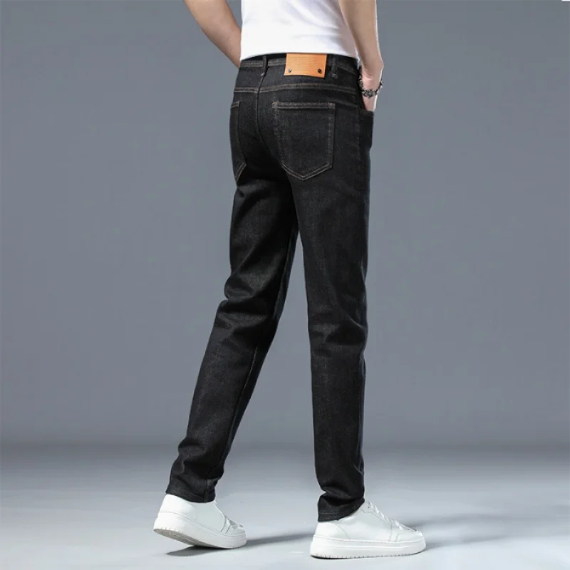 Original Cow Tube Dyed Jeans Men's Slim Fit Skinny2024Spring and Summer Trends Stretch Japanese Style Pants