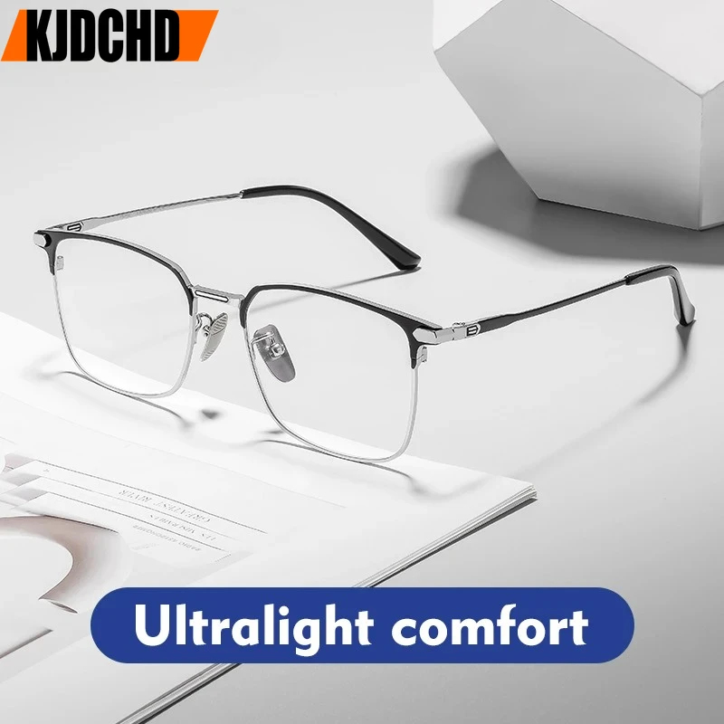 KJDCHD Fashion Square Pure Titanium Frame Simple Design Men's Anti-blue Light Glasses Can Be Customized Prescription