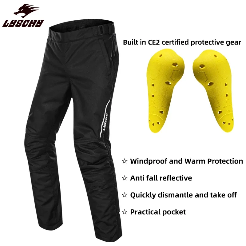 LYSCHY Motorcycle Windproof Pants Men Quick Take Off Trousers Men Winter Waterproof Warm Anti-fall Motocross Quick Release Pants