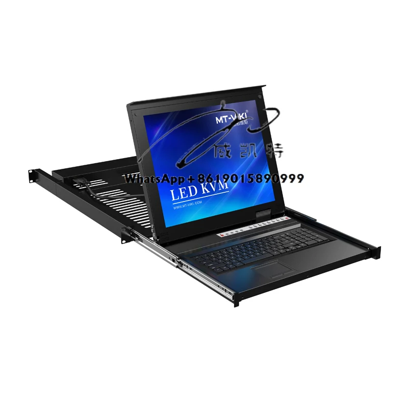 17 Inch LCD KVM Switch VGA 8 Port for 1U Rack, MT-VIKI Rackmount KVM Console 8x1 Drawer + 8 Pack USB VGA Cables