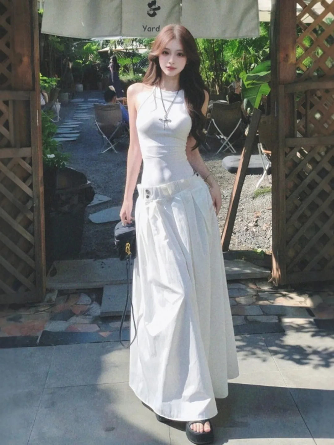 

Элегантное летнее платье-сарафан в корейском стиле с завышенной талией, стройнящее, модное, таинственное, для женщин и девушек