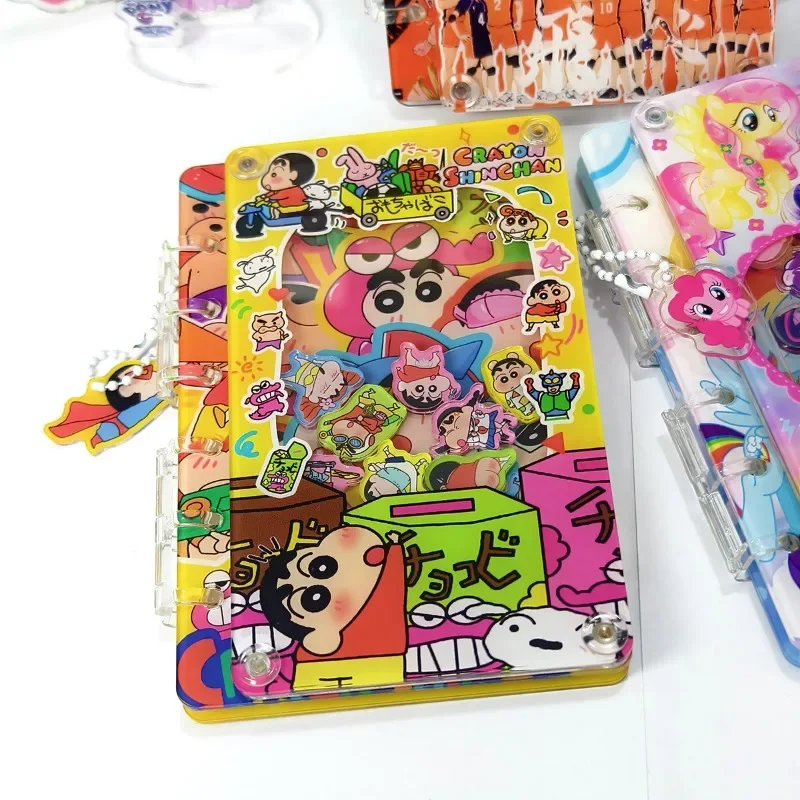 Cartoon Anime Crayon Shin chan Acrylic Shaking Patch Notebook A7 Haikyuu DIY Handbook High Beauty Student Gift
