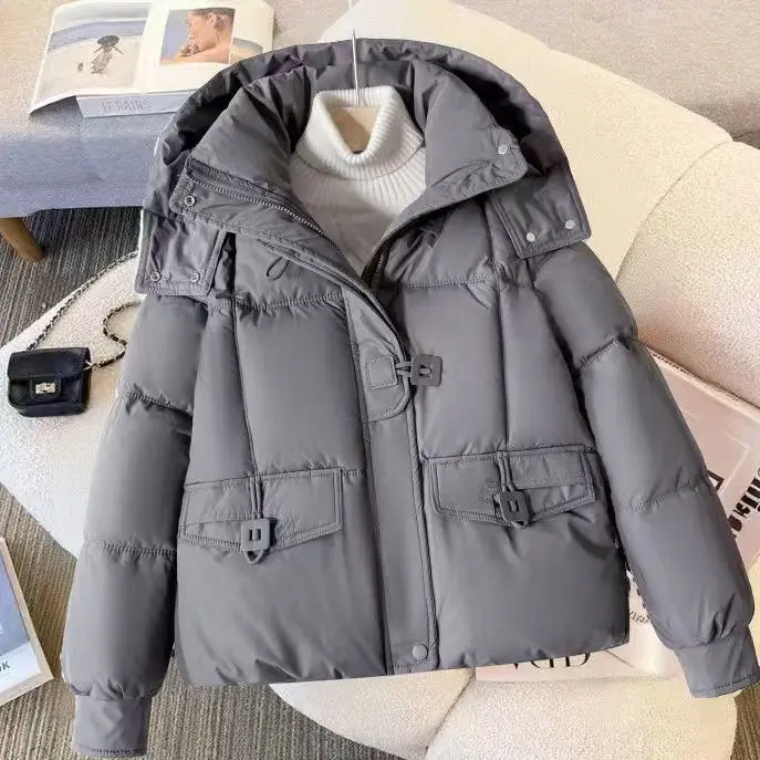 

2025winter New Down Cotton-padded Jacket Women's Parkas Short Korean Outwear Hooded Warm Cotton Padded Coat Bread Outcoat Ladies