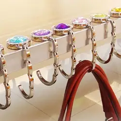 Metal Foldable Handbag Purse Hanger Convenient Table Hook Hang Round Rhinestone Holder 테이블 후크