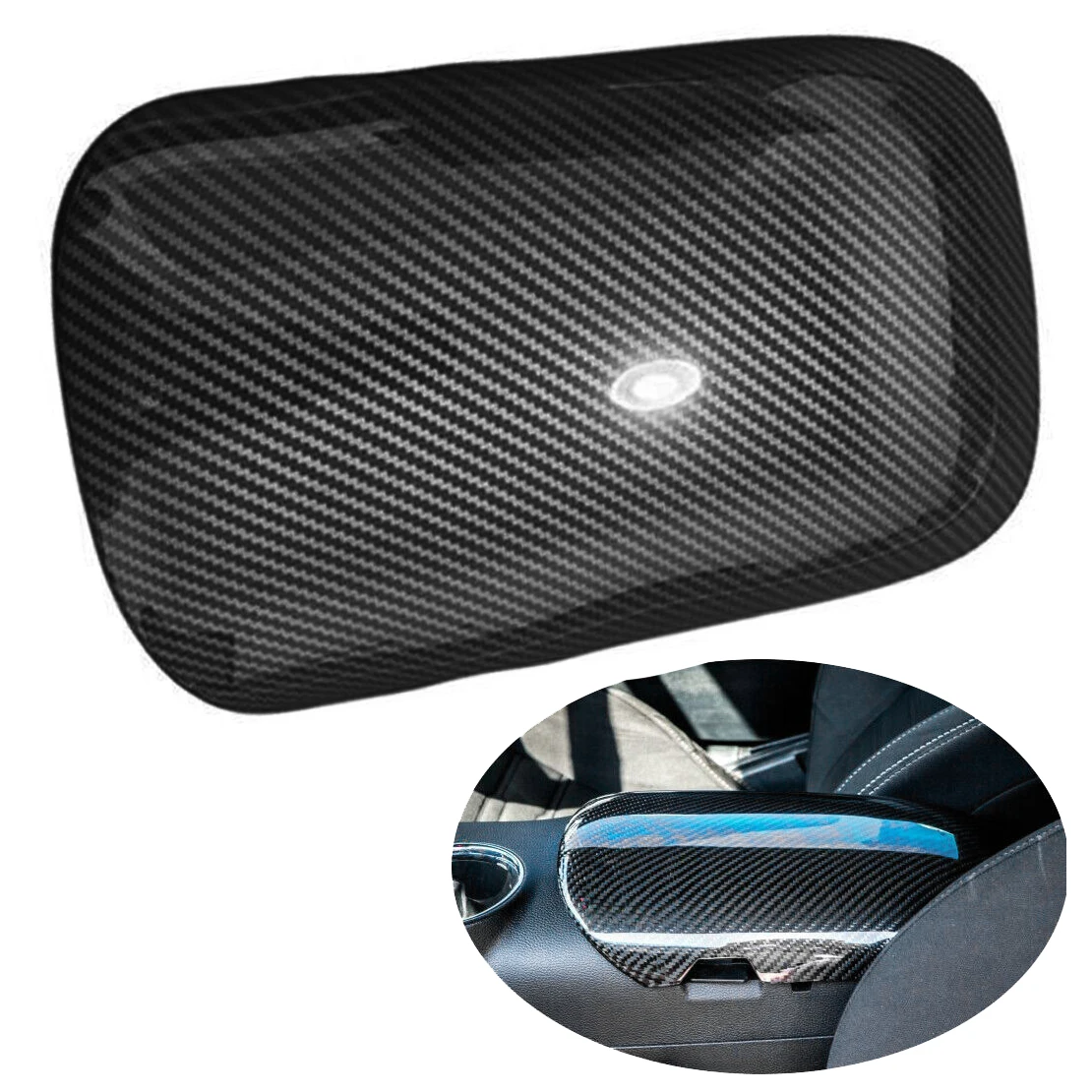 

Car Center Armrest Box Cover Trim Carbon Fiber Grain ABS Fit for Ford Mustang 2015 2016 2017 2018 2019 2020