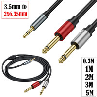 3.5mm Female Male to Dual 6.35mm 1/4 TS Mono Y Cable Splitter Cable Compatible with iPhone, iPod,Laptop Power Amplifier