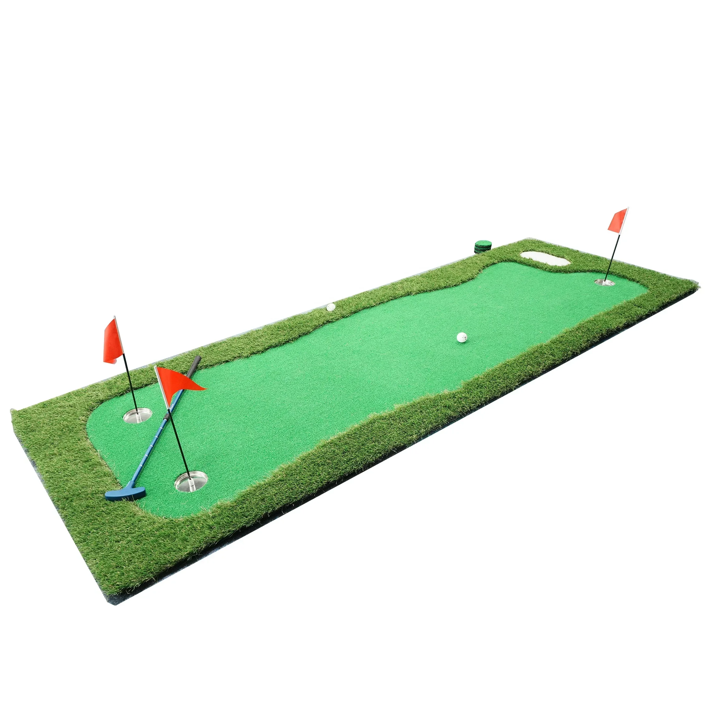 2026 Golf Mini Green Golf Training Accessories Professional Practice Mat With Putting Holes and Flags