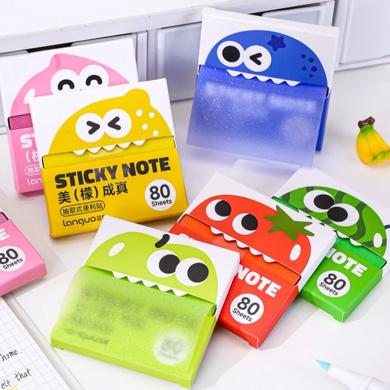 Kawai Cute Memo Pearl Sticky Notes Transparent Student Memo Stickers High Value Tearable Gradient Sticky Notes Lovely Supplies