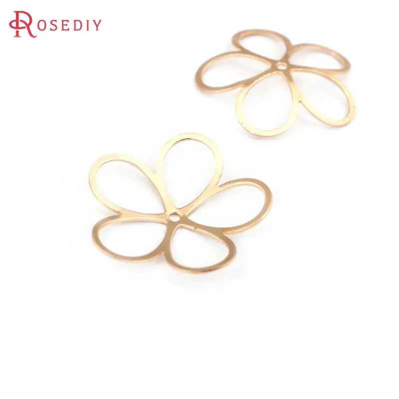 20PCS 18K Gold Color Brass Plum Flower High Quality Diy Jewelry Making Supplies Necklace Earrings Accessories for Women