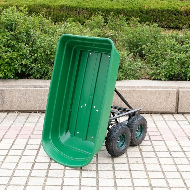 Four wheel dump truck small trailer pulling goods plastic hand pulled