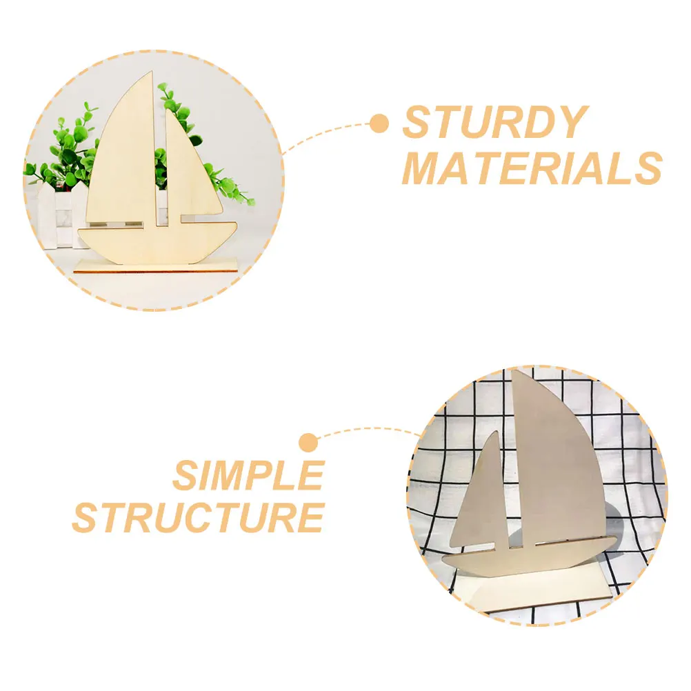 

12pcs Painting Clay Base Wood Toys Unfinished Cutouts DIY Slices Boat Shape Chips Sailboat Projects Decorations