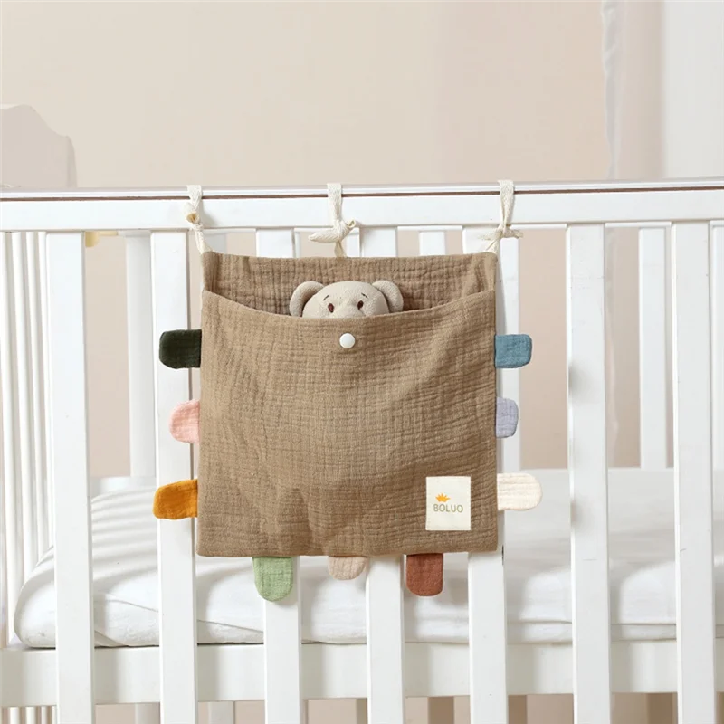 

ABUM-Baby Bed Side Organiser Cotton Bed Storage Bagessentials Storage Bag Baby Hanging Bag For Baby Nappy Toy Clothes