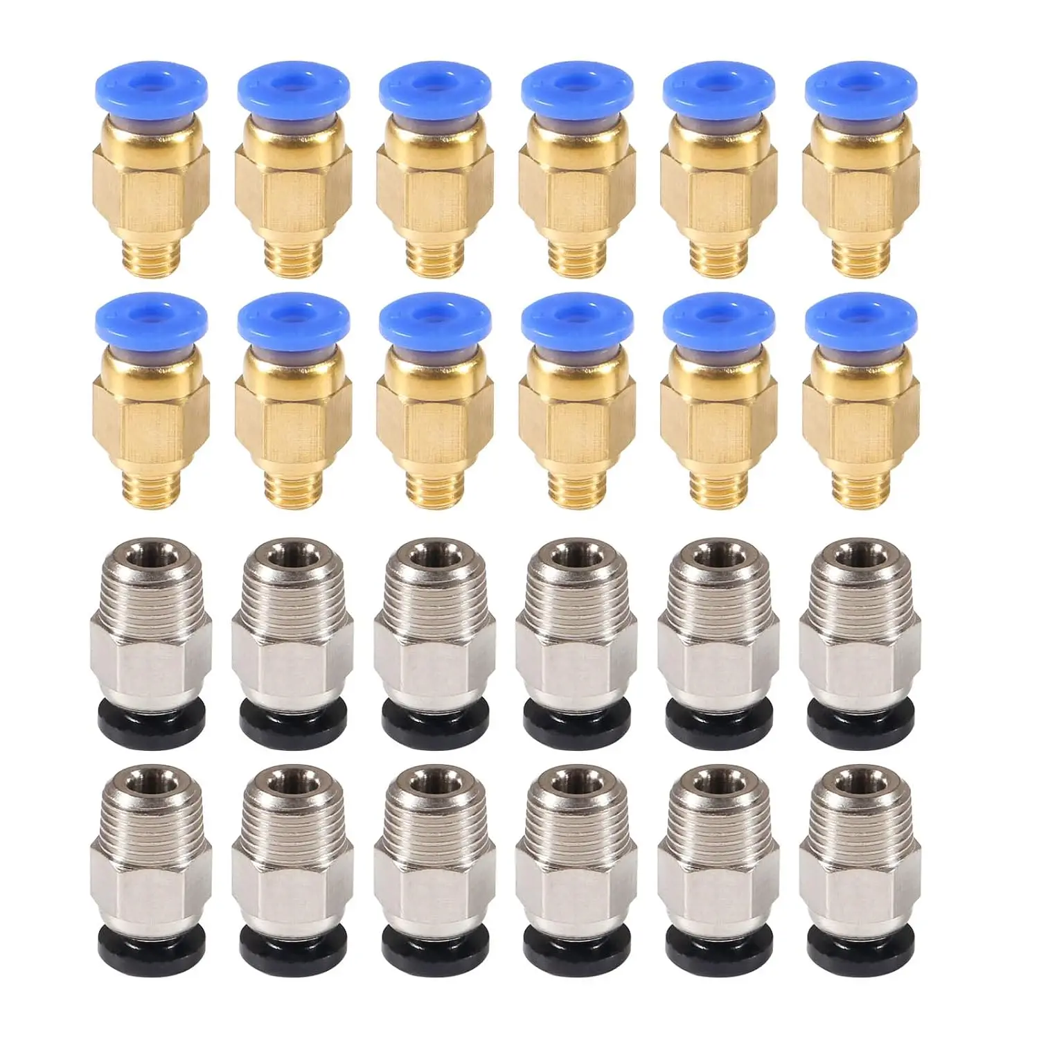 24 Stück PC4-M6 Pneumatische Steckverbindungen + PC4-M10 Gerade Schnellverbindungen für 1,75mm Filament, PTFE-Rohr Steckverbinder
