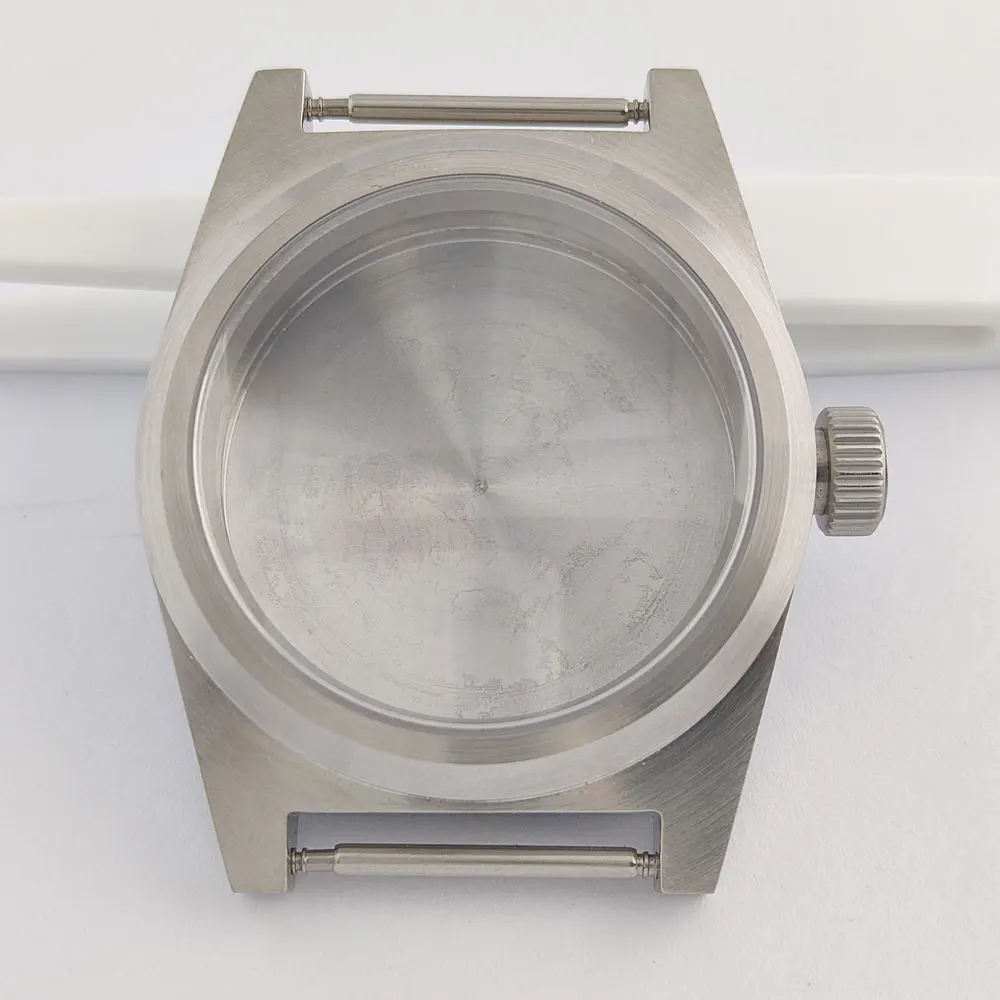 

38mm case nh35watch case silvery circular retro brushed case suitable for NH35 movement watch accessories High quality case ﻿