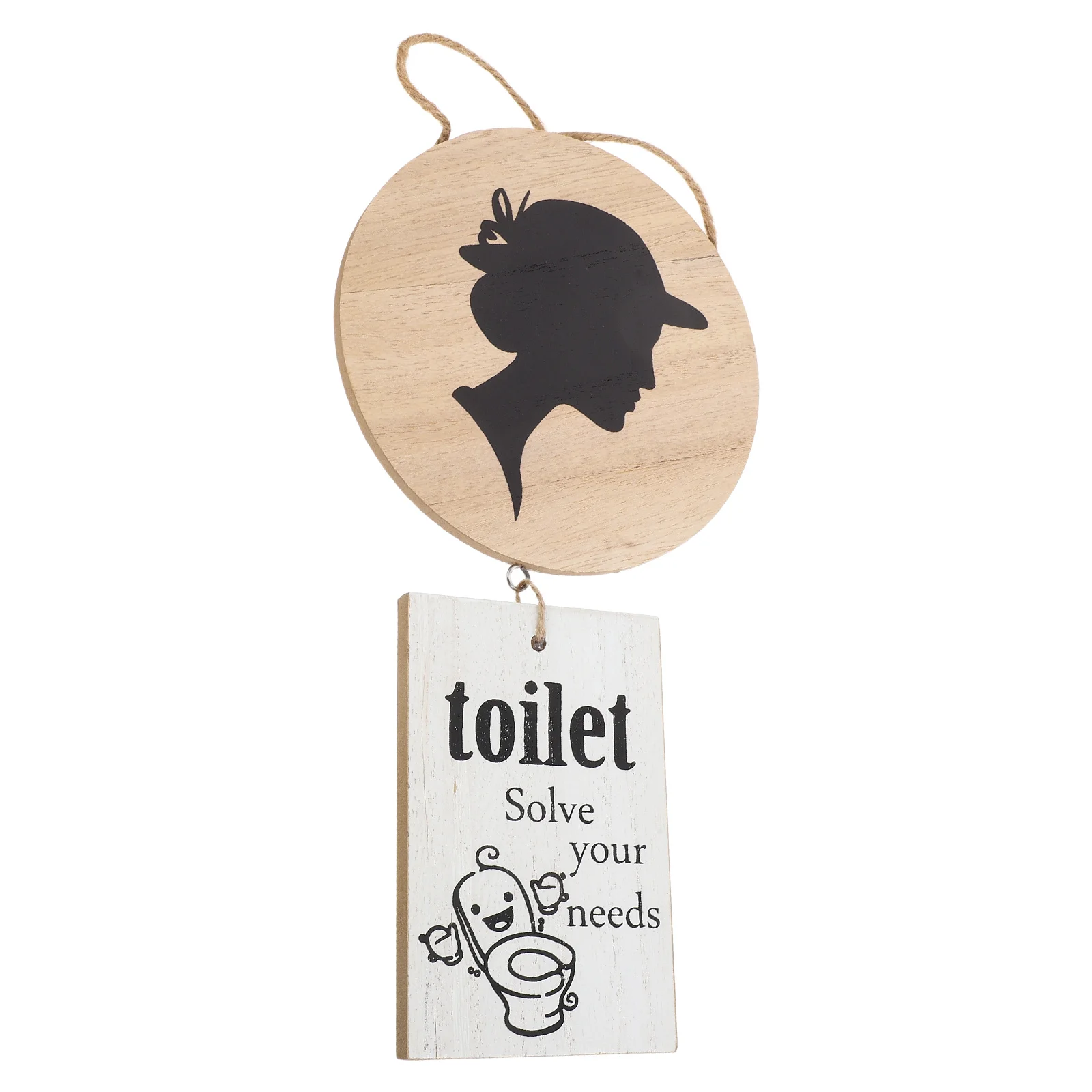 

Women Toilet Sign Wooden Restroom Signage Decor Bathroom Door Hanging Signboard Business Office Guest Room Public Use