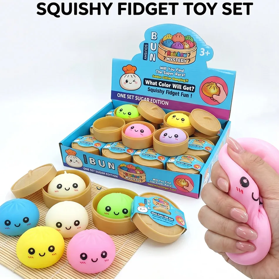 Blind Box Bun-Spielzeug: Bunte, langsam aufsteigende Stressabbau-Fidget-Spielzeuge, niedliche Dumpling-Squishies