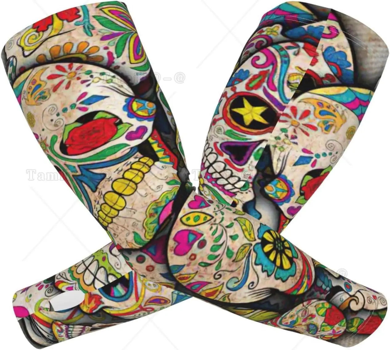 Skull Print Sun Protection Arm Sleeves for Women Men Cooling Sports Sleeves for Golf Running  Cycling Hiking