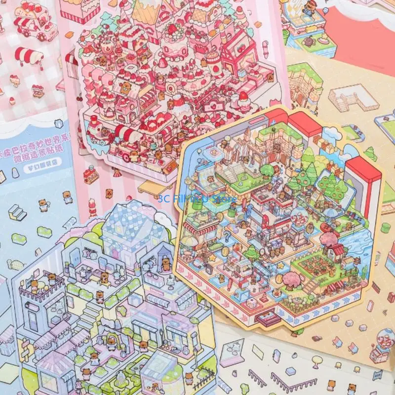 G8ta Capibala World Szene Aufkleber Miniaturisierte Landschaftsaufkleber DIY -Szene Machen Sie Aufkleber Journaling Supplies