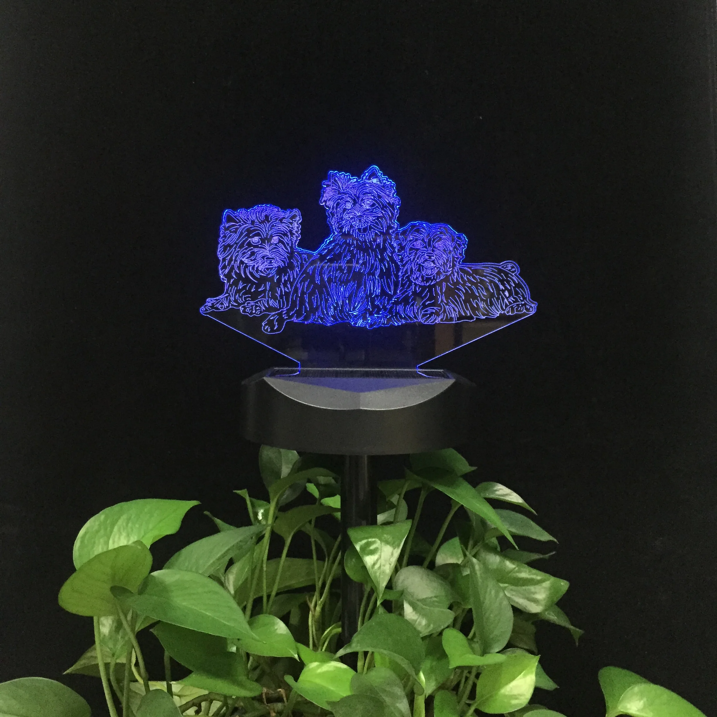 Solar Powered Dog Family 3D LED Night Lamp Dropship Waterproof Landscape Lighting Outdoor Garden Light for Pathway IP 67 Walkway