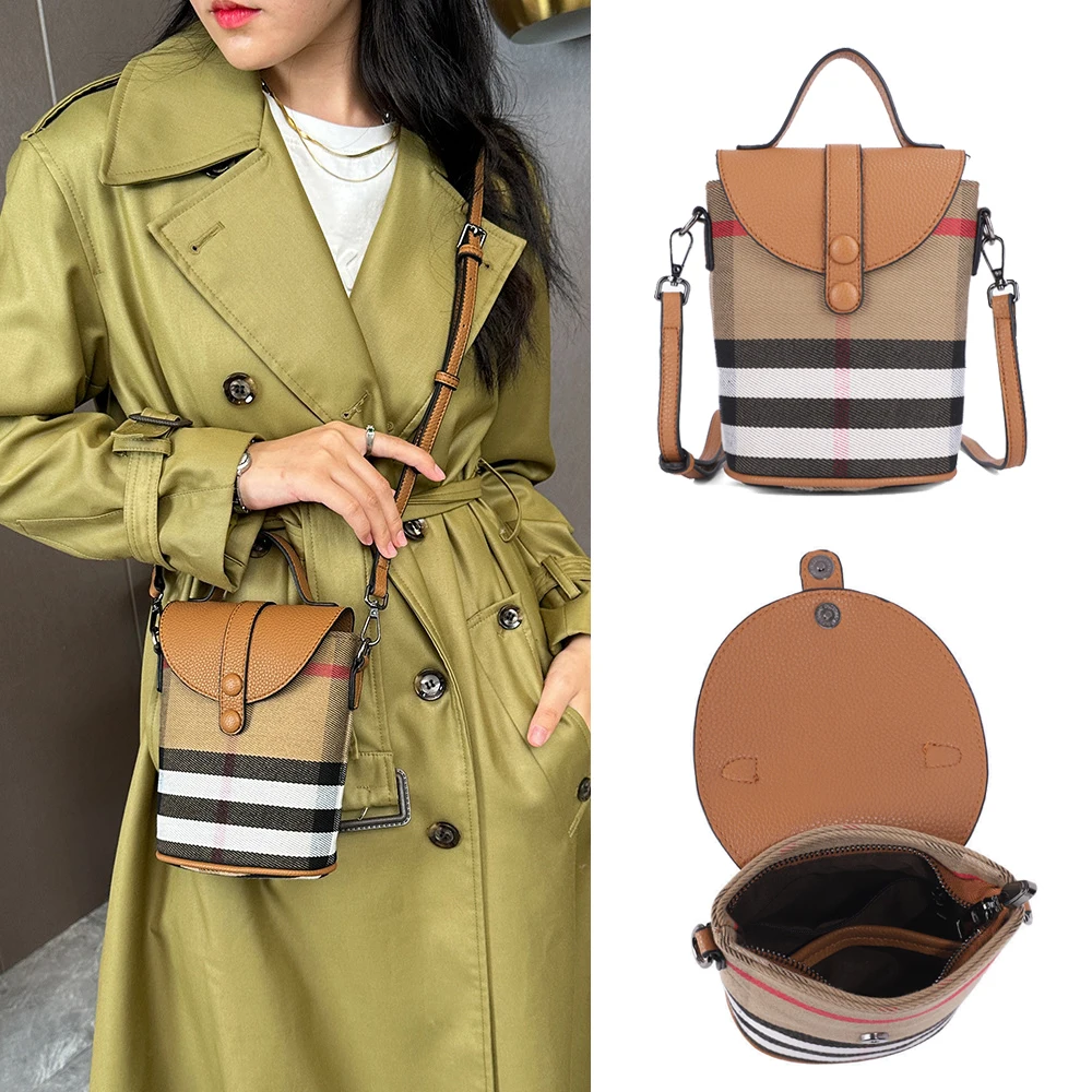 

Сумка женская из натуральной кожи, парусиновый саквояж на плечо из воловьей кожи, модный клетчатый мешок с узором