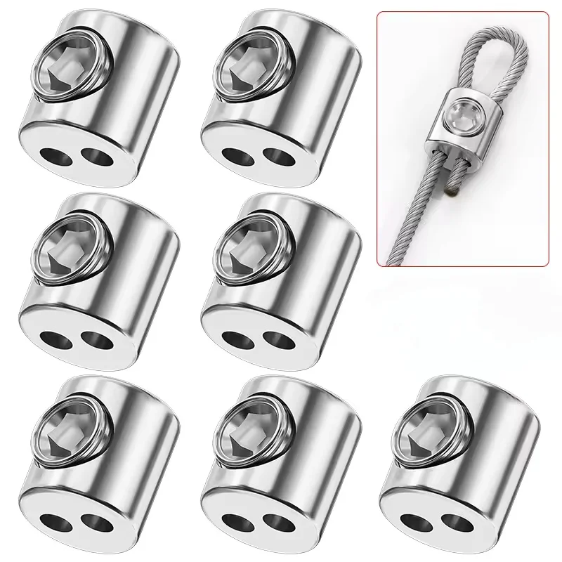 20 Sets of Adjustable Stainless Steel Wire Rope Clips, Suitable for Home Cable Clips, Office, Outdoor, and Camping Cable Hanging Clips - Durable Metal Hardware Accessories, Camping Accessories, Stylish Metal Clips, Double-Hole Design