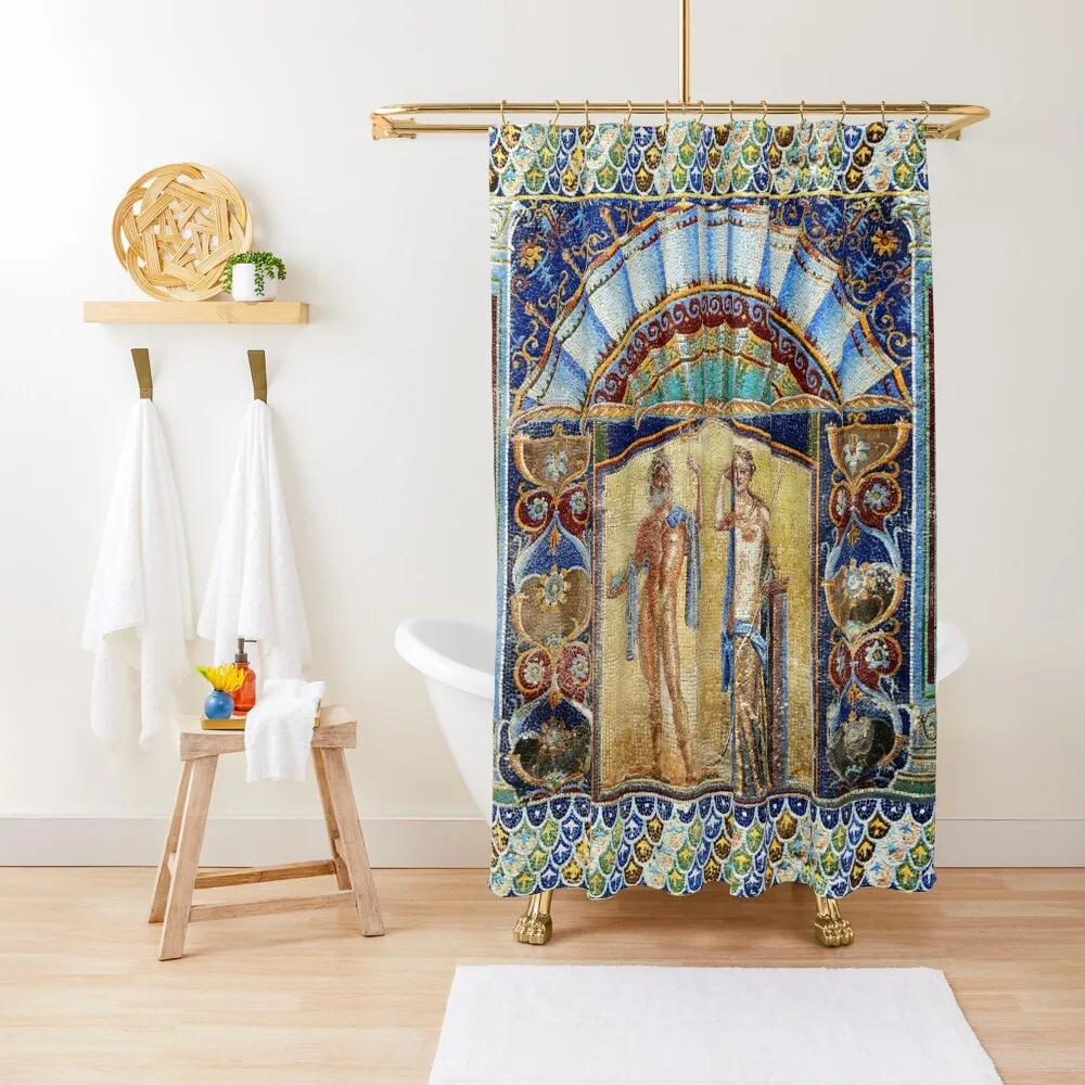 

NEPTUNE AND AMPHITRITE Hercolanum Roman Mosaics Shower Curtain Bathroom Box Funny Shower Shower Set For Bathroom Curtain