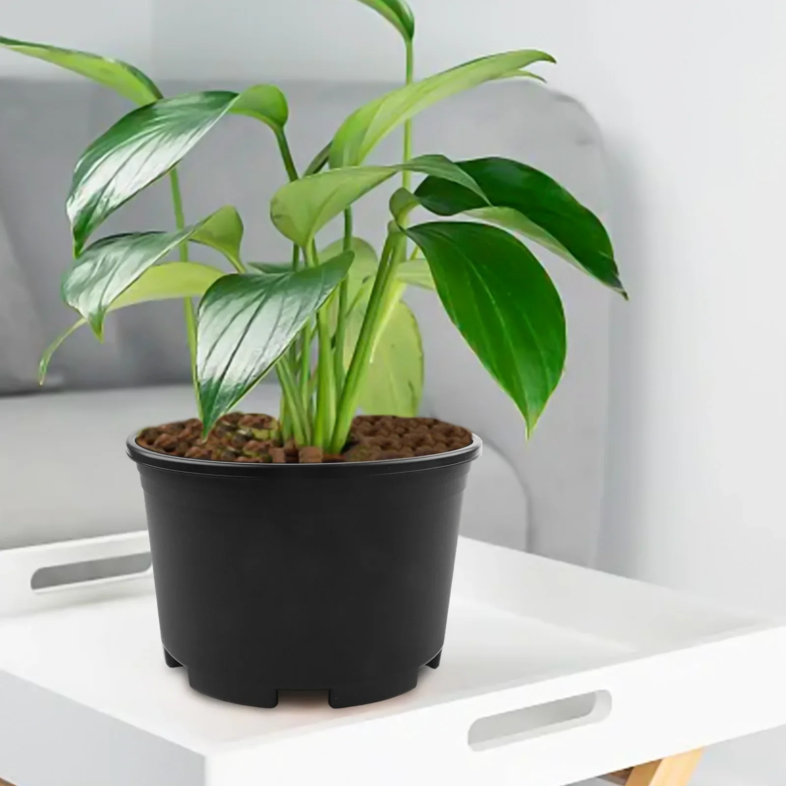 

Черный пластиковый горшок для растений, современный декоративный цветочный горшок для сада, практичный горшок для рассады и растений