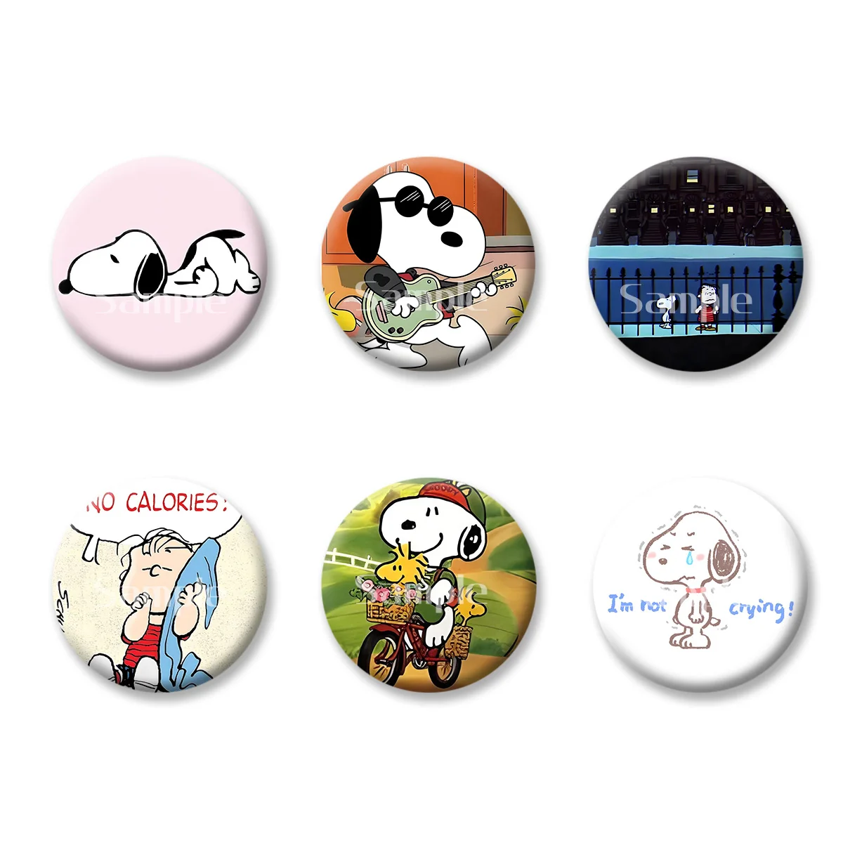 

Flash Badge Cards Snoopy Anime Cartoon Souvenir Girl Keychains Convenient Makeup Mirror Fridge Magnet ACG Accessories